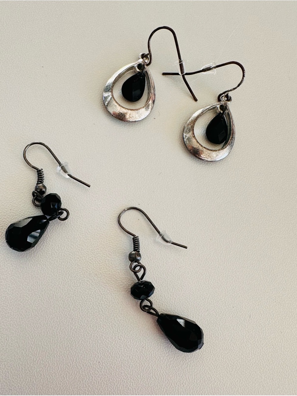 Classic Black Teardrop Dangle Earrings - Elegant Women's Jewelry